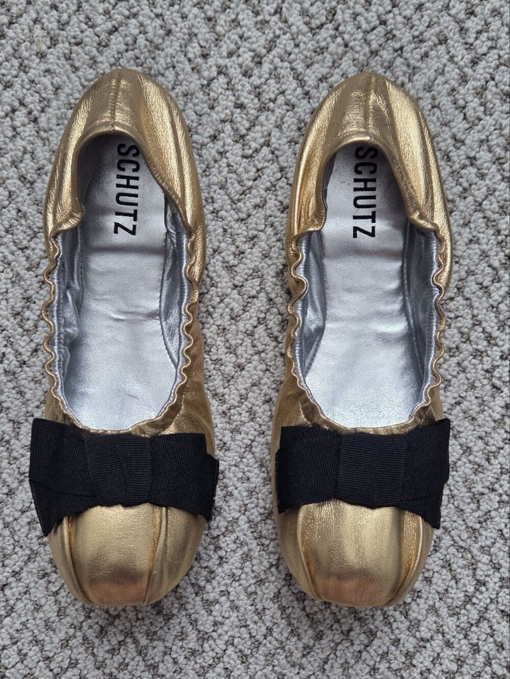 SCHUTZ Gold Ballet Flats